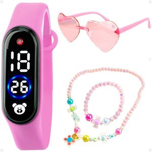 Relogio Digital Infantil Led Colar Silicone Garota Led