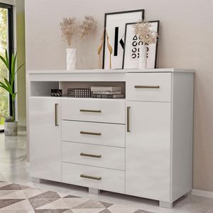 Comoda 5 Gavetas 2 Portas 152 Cm Ols Co008 Branco Neve Mxm