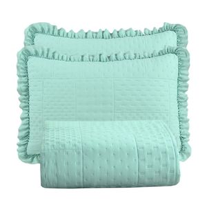 Colcha Babado Queen Fluffy 3 Peças s 100% Poliéster Menta
