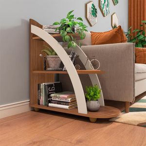 Mesa Apoio Mdf Sala De Estar 70 Cm 4503 Cedro Off White Arly