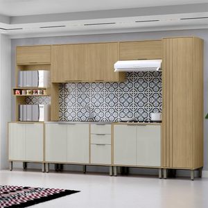 Cozinha Modulada 6 Pecas 319 Cm Mdp Glor Castanho Off White Mxm