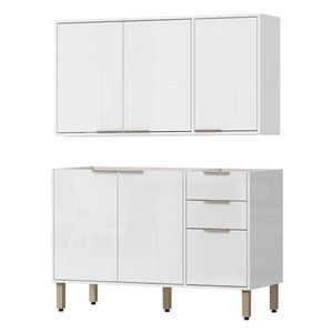 Armario E Balcao Pia 120 Cm Glor Abgl24 Branco Neve Mxm