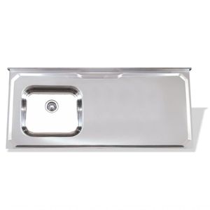 Pia De Inox 1,50 X 0,53 Lisa Com Cuba Deslocada Para Esquerda