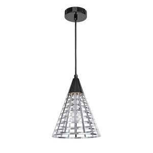Pendente De Metal Cromado E Preto 1 Luz E27