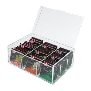 Caixa Acrílico 5mm Saches De Chá Com 9 Nichos Organizador Mesa Cozinha Prático Transparente Elegante