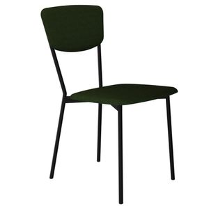 Cadeira Estofada Para Sala De Jantar Village Preto C01 Linho Verde Musgo - Lyam Decor