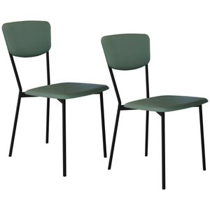 Kit 02 Cadeira Para Sala De Jantar Village Preto C01 Courino Verde Sálvia - Lyam Decor
