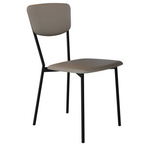 Cadeira Estofada Para Sala De Jantar Village Preto C01 Courino Cinza - Lyam Decor
