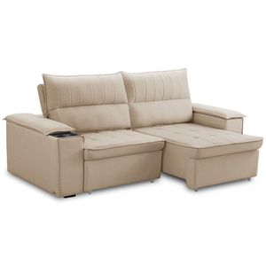Sofá Retrátil Reclinável 3 Lugares Sala De Estar 230cm Hilst F04 Linho Bege - Lyam Decor