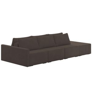 Sofá Ilha Modular Com Puff Para Sala Living 312cm Georgia Z08 Veludo Marrom - Mpozenato