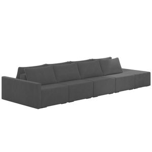 Sofá Ilha Modular Com Puff Para Sala Living 432cm Georgia Z08 Veludo Cinza Escuro - Mpozenato