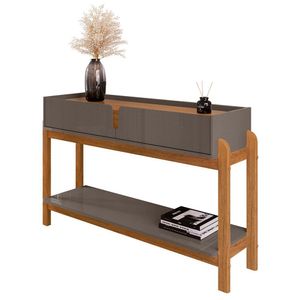 Aparador De Sala 2 Gavetas 130cm Nay C14 Cinza Perola/cedro - Mpozenato