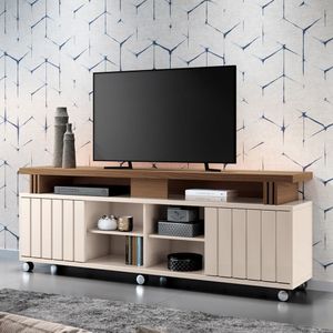 Rack Bancada De Tv 70 Pol 180cm Briz Castanho/off White - Hb Móveis