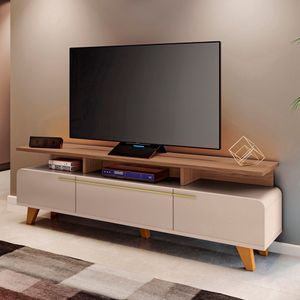Rack Bancada De Tv 70 Pol 200cm Essenza Castanho/off - Hb Móveis