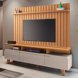 Painel Tv 70 Pol Link 2.0 E Rack Bancada Essenza Off/cinamomo - Hb Móveis