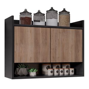 Armário De Cozinha Aéreo 71cm 2 Portas 1 Nicho Ceci Z34 Preto/freijó - Mpozenato