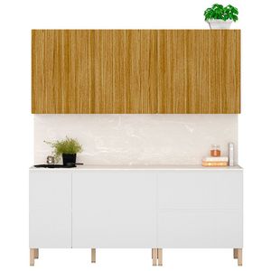 Armário De Cozinha Cp02 E Tampo 120cm Minsk Z06 Branco/freijó - Mpozenato