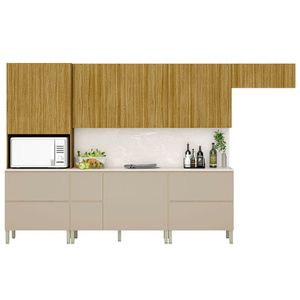 Armário De Cozinha Cp04 E Tampo 120cm Minsk Z06 Vanilla/freijó - Mpozenato
