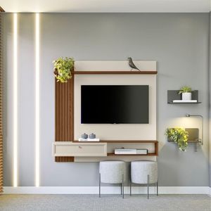Painel Para Tv Dortmund Ripado - Marrom