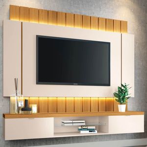 Painel Tv 55 180cm Bancada Suspensa Illusion Off-cinamomo - Hb Móveis