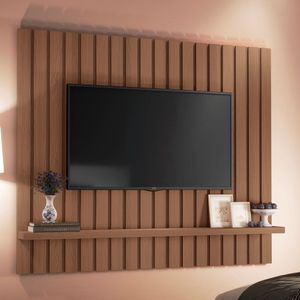 Painel Tv 60 160cm Suspenso Ripado Link Castanho - Hb Móveis