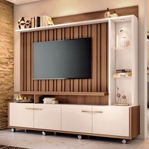 Estante Painel De Tv 60 200cm Titan Castanho-off White - Hb Móveis