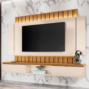 Painel Tv 70 219cm Bancada Suspensa Illusion Off-cinamomo - Hb Móveis