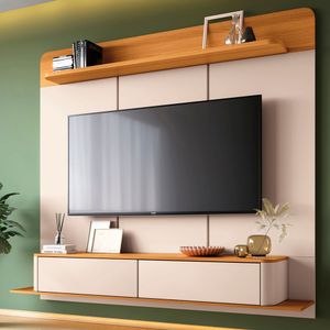 Painel Tv 70 180cm Bancada Suspensa Galax Off-cinamomo - Hb Móveis