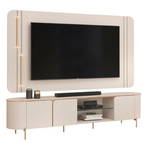 Painel Tv 75 E Bancada 241cm Ariane D04 Off-dourado - Mpozenato