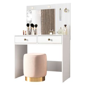 Penteadeira Camarim Com Espelho 2 Gavetas Siena M07 Branco - Mpozenato