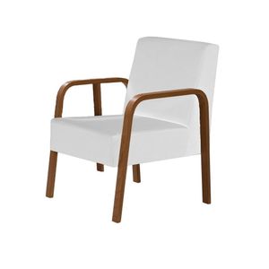 Poltrona Decorativa 1 Lugar Jade Braço Madeira D Salla Courino Branco