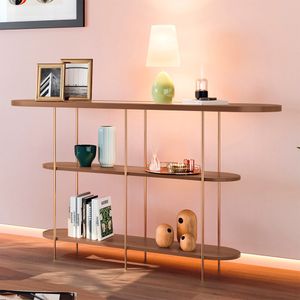 Aparador De Sala Com Prateleiras Pé Metal Infinity Castanho - Hb Móveis
