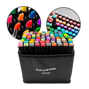 Kit Canetinhas Coloridas Marca Texto Ponta Dupla 60 Cores