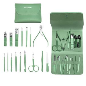 Kit Manicure 16 Peças Bolsa Dobrável Profissional Resistente Verde