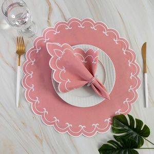 Jogo De Guardanapos Sousplat Americano 12 Peças Bordado Decorativo - Sparta Rose - 100% Poliéster