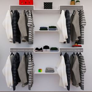 Kit Closet Com Cabideiros E Prateleiras Branco Organização Moderna Para Seu Quarto