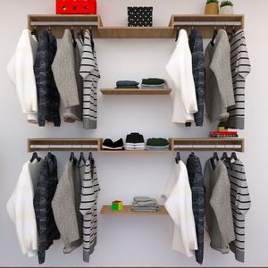 Kit Closet Com Cabideiros E Prateleiras Amadeirado Organização Moderna Para Seu Quarto