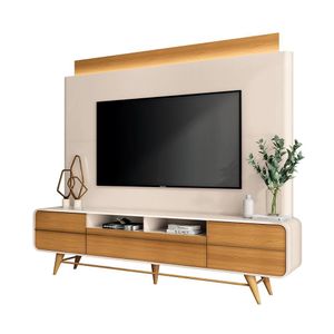 Home Theater Decorativo Majestade Com led Para Tv Até 85 Polegadas Off White/cinamomo G26 - Gran Belo