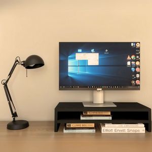 Suporte De Mesa Duplo Para Monitor Preto 50x20x12cm