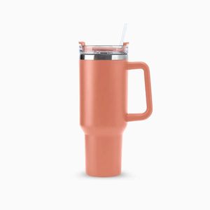 Copo Térmico Grande 1200 Ml Canudo Parede Dupla - Salmão