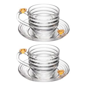 Jogo 2 XícarasDe Chá Com Pires Little Bee Abelha Colmeia Mel Cristal Ecológico 200ml Lyor