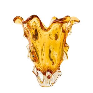 Vaso De Cristal Murano âmbar Decorativo Centro De Mesa São Marcos 33x20cm