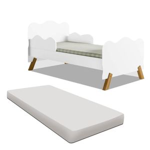 Cama Infantil Nuvem Com Colchão Pés Madeira Maciça Branco Shop Jm Branco