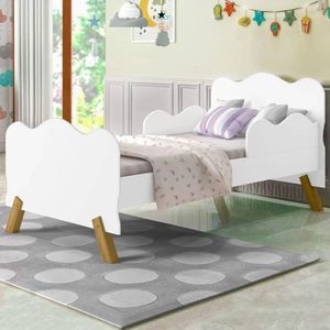Cama Infantil Nuvem Pés Madeira Maciça Branco Shop Jm Branco