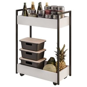 Carrinho Gourmet De Apoio Industrial 2 Prateleiras Sara Z34 Branco-preto - Mpozenato