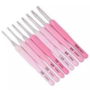 Kit 8 Agulhas Crochê Silicone Rosa