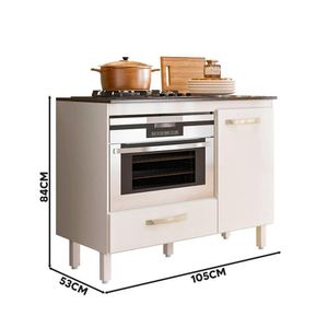 Balcão Para Cooktop 4 E 5 Bocas 1 Porta 1 Gaveta Branco Fit Nicioli
