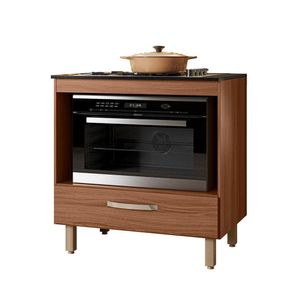 Balcão Para Cooktop 4 E 5 Bocas 80 Cm 1 Gaveta Avelã Bit Nicioli