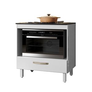 Balcão Para Cooktop 4 E 5 Bocas 80 Cm 1 Gaveta Branco Bit Nicioli