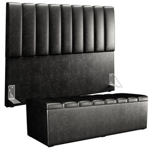 Kit Cabeceira Cama Box Casal King 195cm Com Calçadeira Baú Dália W01 Couríssimo Preto - Lyam